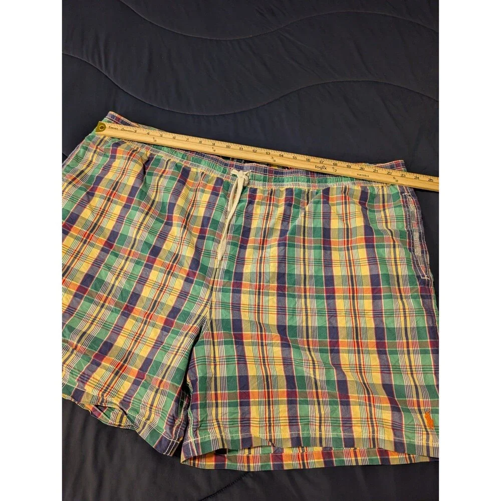 Polo Ralph Lauren Swim Shorts (Bathing Suit)! 3XB Yellow Plaid Slimmer Fit